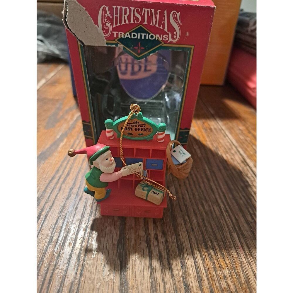Vintage Lustre Fame LTD Christmas Traditions North Pole Post Office Ornament